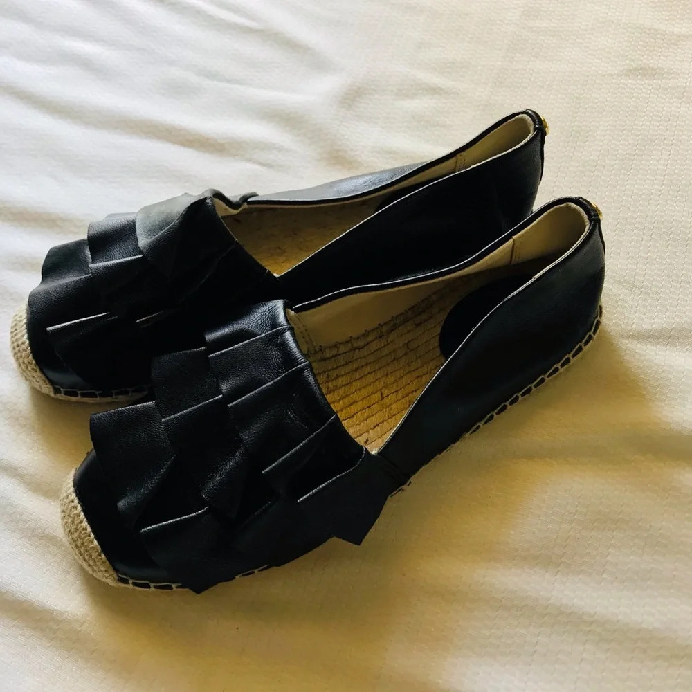 Michael‎ Kors bella top ruffle Black Espadrille Flats